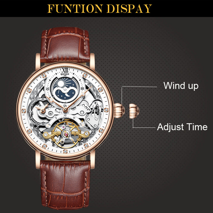 KINYUED Men’s Automatic Watch | Luxury Skeleton Mechanical Wristwatch for Men