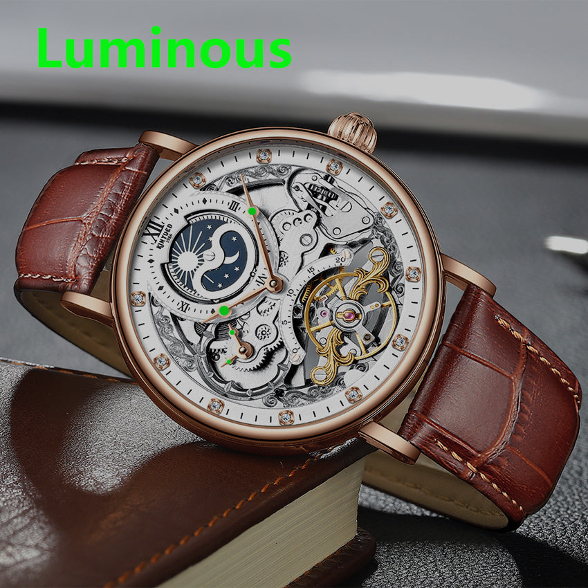 KINYUED Men’s Automatic Watch | Luxury Skeleton Mechanical Wristwatch for Men