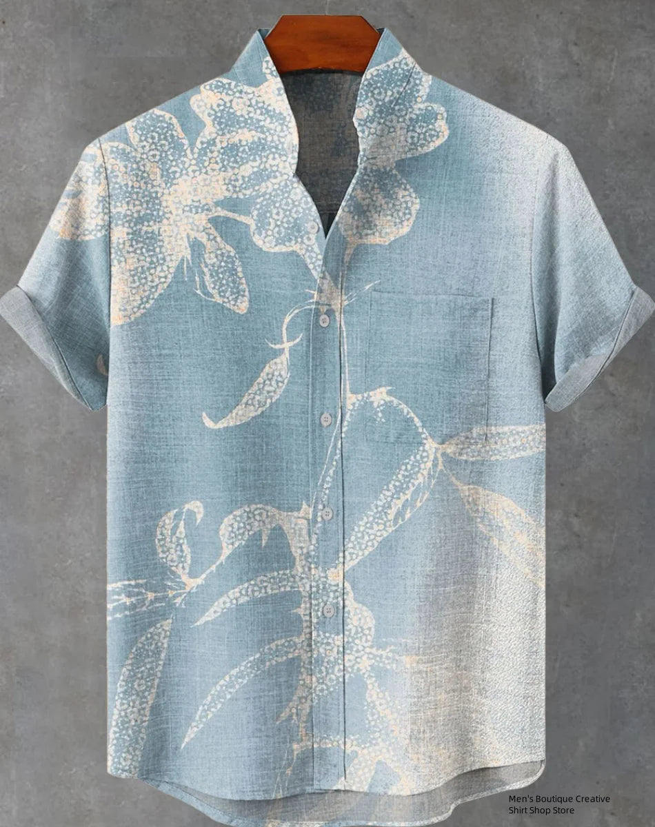 Kavari Royale Ethnic Print Linen Shirt – Men’s Short Sleeve Summer Wear