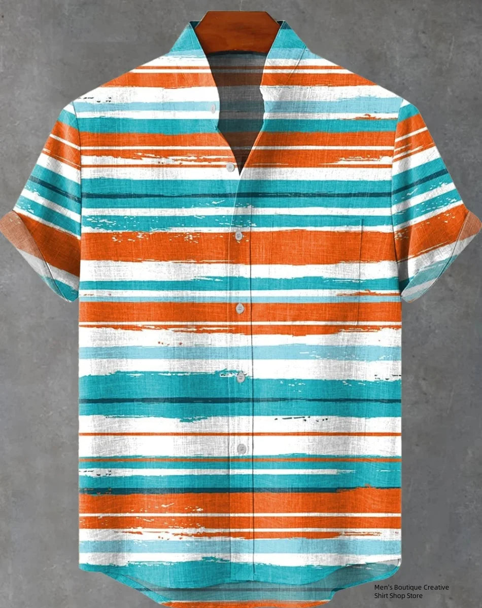 Kavari Royale Ethnic Print Linen Shirt – Men’s Short Sleeve Summer Wear
