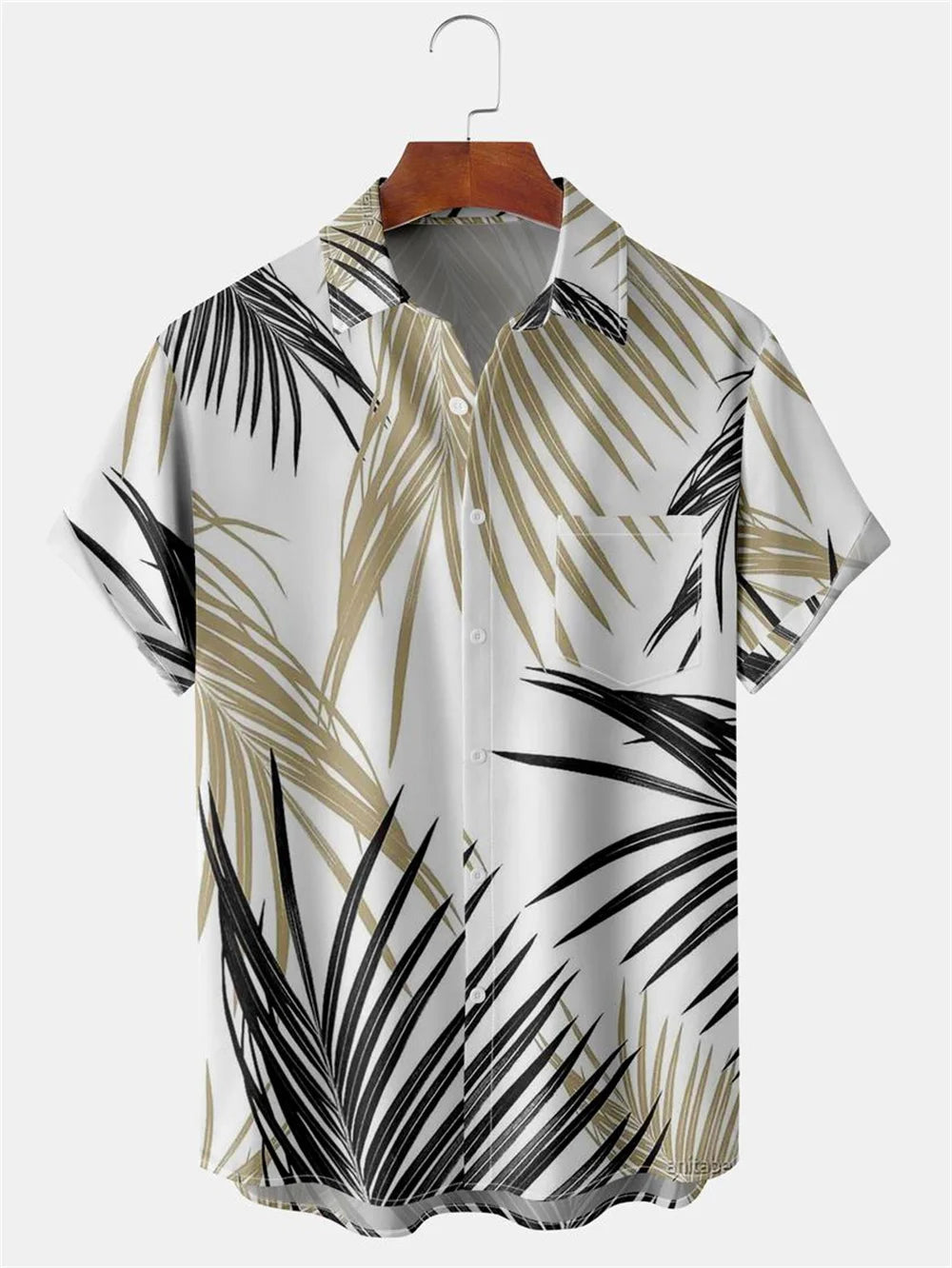 Kavari Royale Men’s Hawaiian Beach Shirt – Coconut Tree Print Short Sleeve Casual Polo Top