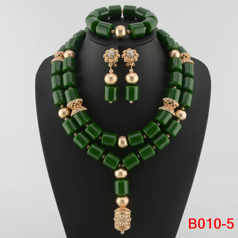Kavari Royale African Beads Jewelry Set – Women’s Crystal Necklace & Earrings Bridal Wedding Jewelry (Nigerian & Indian Style)