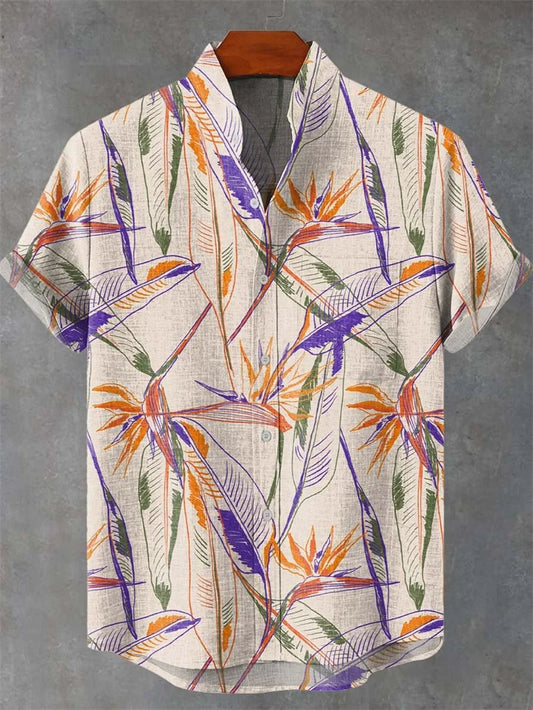 Kavari Royale Summer Wave Linen Shirt – Retro 3D Fish Print Hawaiian Beach Short Sleeve Casual Wear