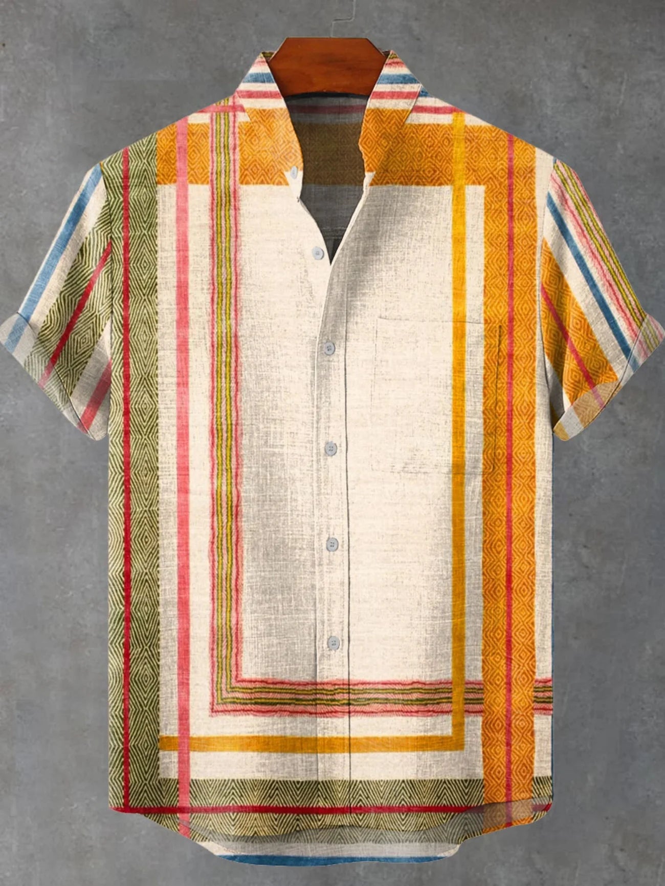 Kavari Royale Men’s Artistic Print Linen Shirt – Casual Short Sleeve Minimal Pattern Top | Fast Delivery