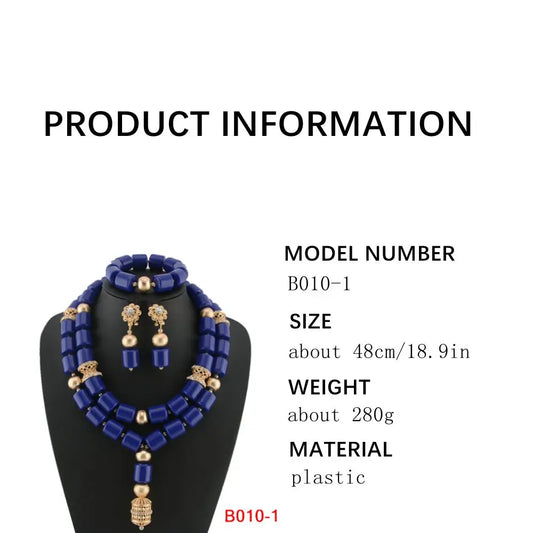 Kavari Royale African Beads Jewelry Set – Women’s Crystal Necklace & Earrings Bridal Wedding Jewelry (Nigerian & Indian Style)