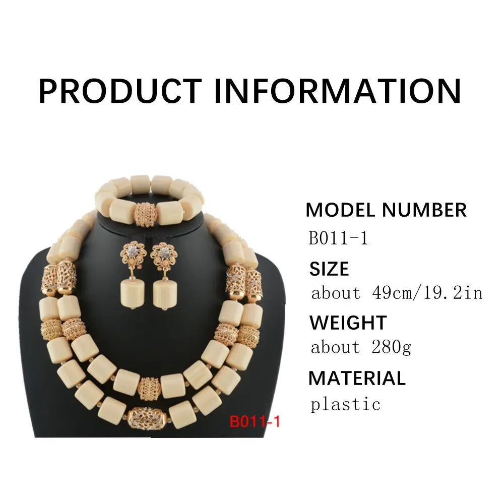 Kavari Royale African Beads Jewelry Set – Women’s Crystal Necklace & Earrings Bridal Wedding Jewelry (Nigerian & Indian Style)