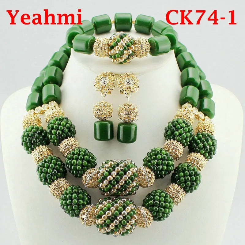 Kavari Royale African Beads Jewelry Set – Women’s Crystal Necklace & Earrings Bridal Wedding Jewelry (Nigerian & Indian Style)