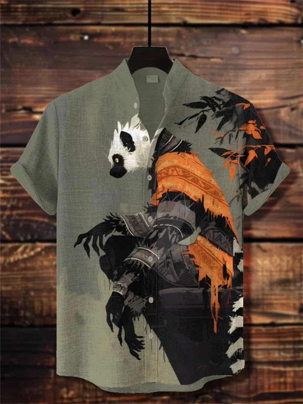 Kavari Royale Men’s Linen Short Sleeve Shirt – Stand Collar Printed Button-Up Casual Outdoor Wear