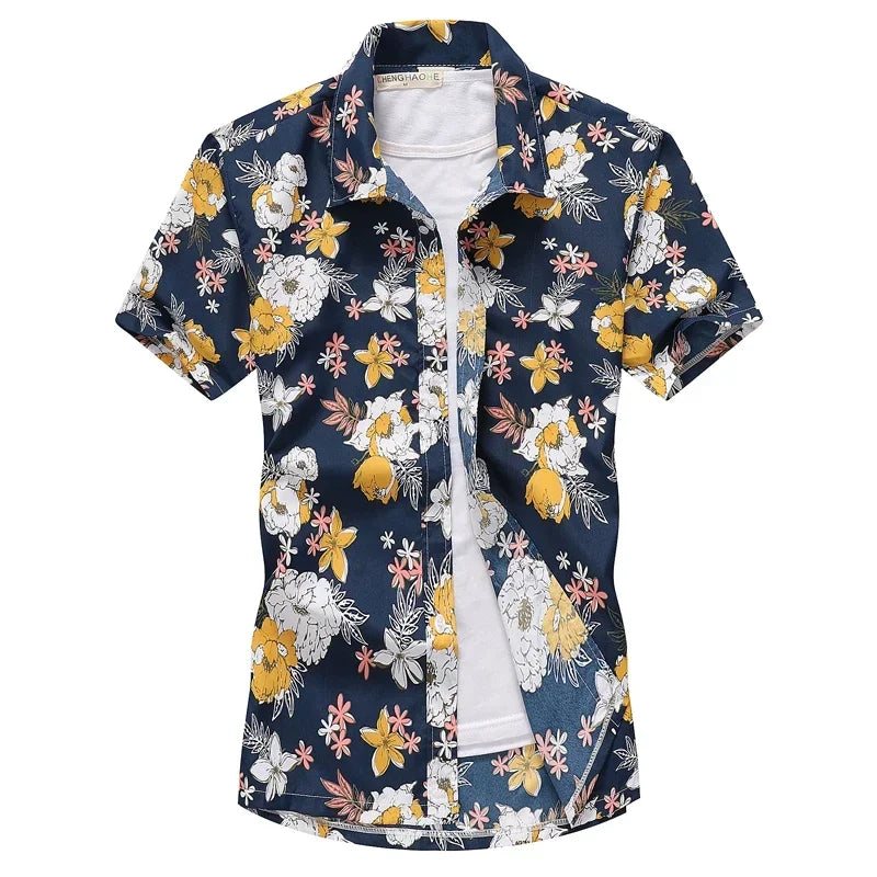 Kavari Royale Men’s Hawaiian Shirt – Casual Colorful Printed Beach Aloha Short Sleeve Plus Size (Up to 5XL)
