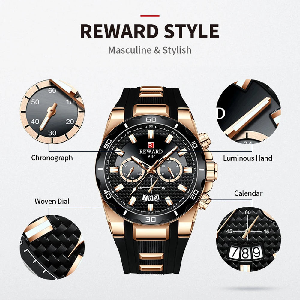 Kavari Royale REWARD Chronograph Watch – Men’s Sport Luxury Silicone Strap