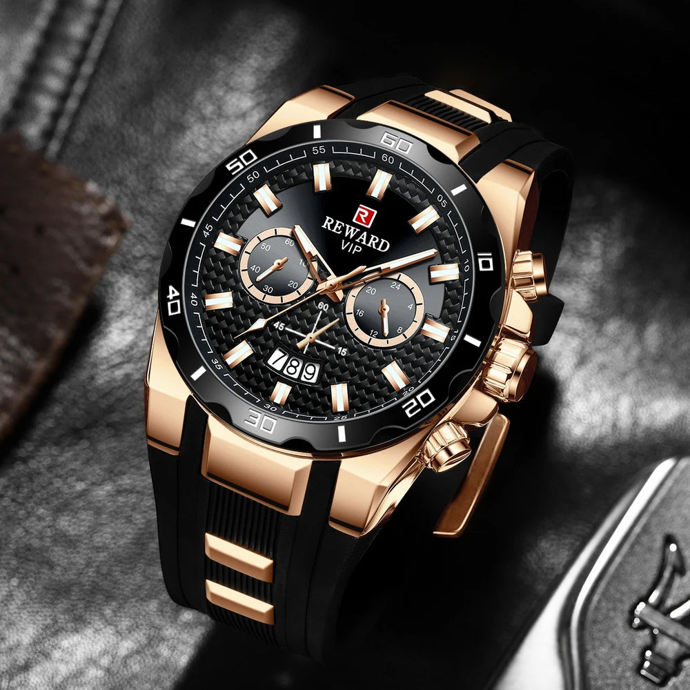 Kavari Royale REWARD Chronograph Watch – Men’s Sport Luxury Silicone Strap