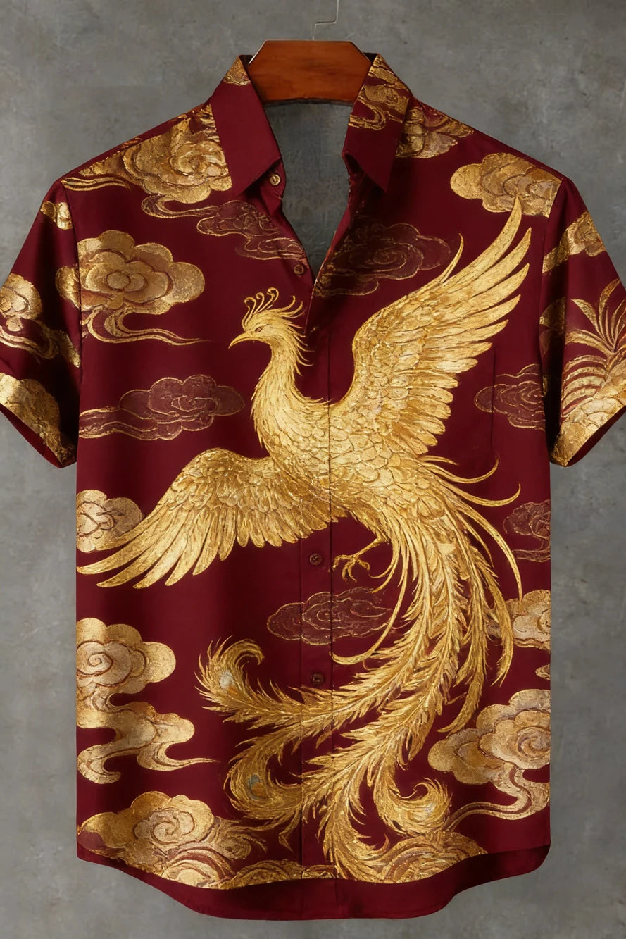 Kavari Royale Men’s Tiger & Phoenix 3D Printed Linen Shirt – Hawaiian Casual Short Sleeve Outdoor Wear 2026