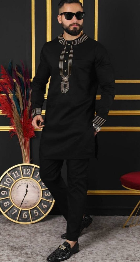 Kavari Royale African Senator Suit – Stylish Kaftan 2-Piece Outfit for Weddings & Events