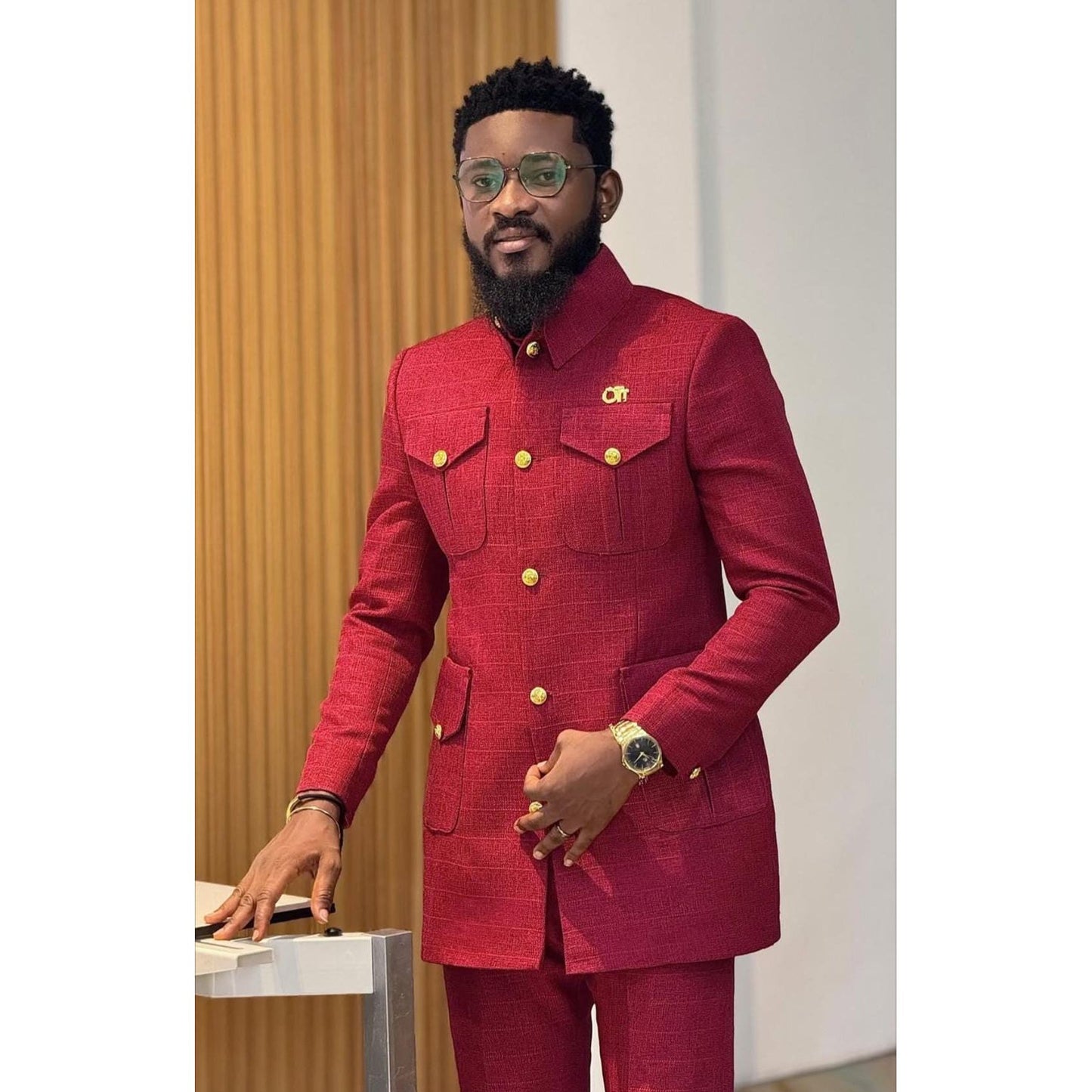 Kavari Royale Ankara Men’s Suit | Handmade Embroidered Wedding Outfit