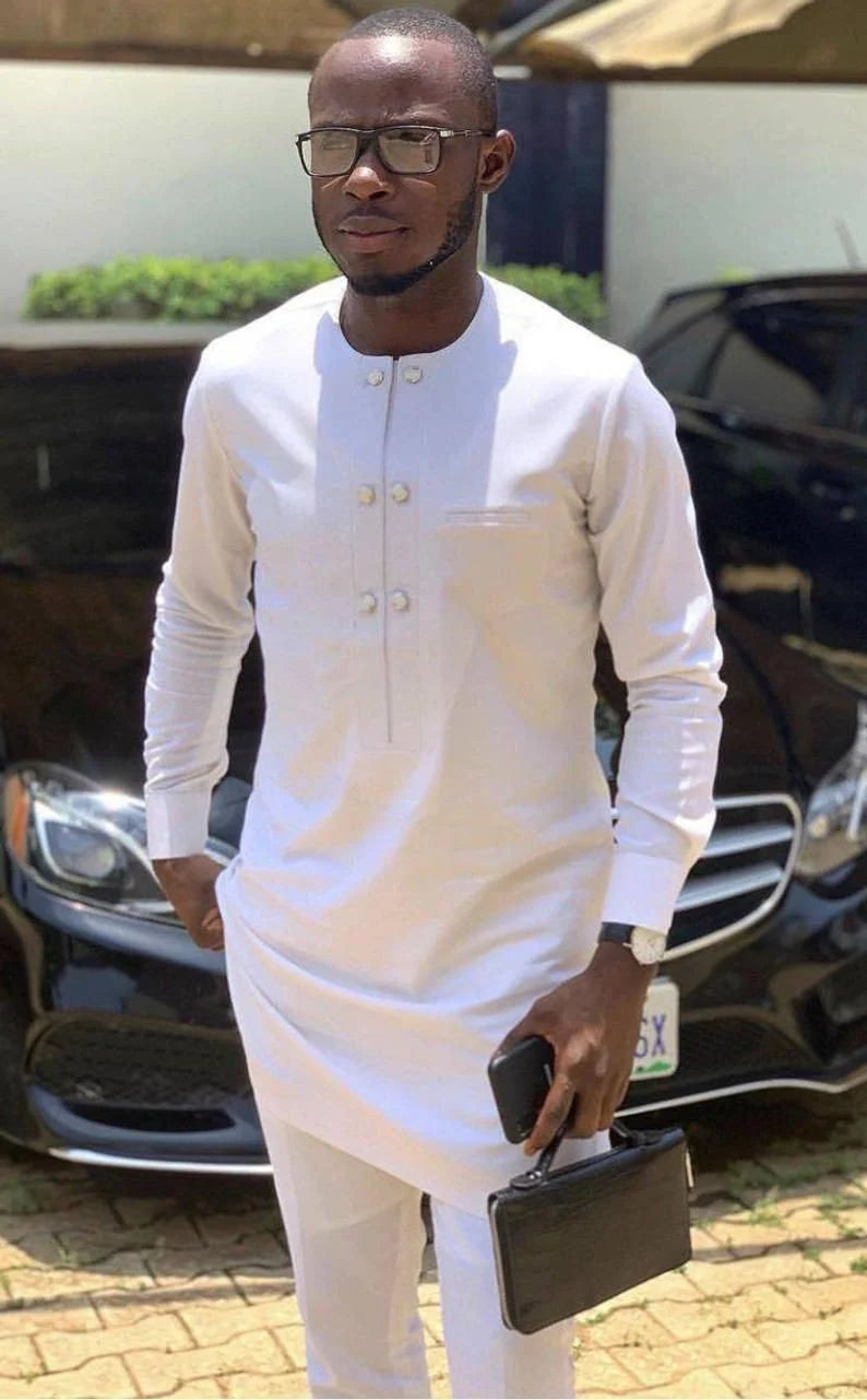 Kavari Royale White Senator Suit – Tailored African Men’s Wear