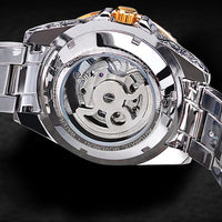 Luxury Men’s Mechanical Watch | Skeleton Carved Tourbillon Stainless Steel Wristwatch