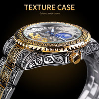 Luxury Men’s Mechanical Watch | Skeleton Carved Tourbillon Stainless Steel Wristwatch