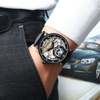 KINYUED Men’s Automatic Watch | Luxury Skeleton Mechanical Wristwatch for Men