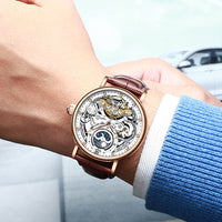 KINYUED Men’s Automatic Watch | Luxury Skeleton Mechanical Wristwatch for Men
