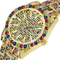 Men’s Hip Hop Diamond Watch | Full Color Quartz Stainless Steel Date Watch