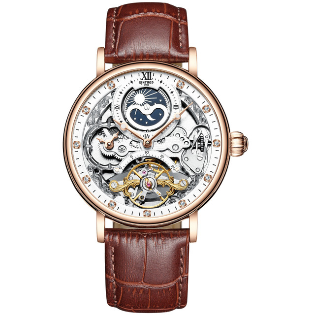 KINYUED Men’s Automatic Watch | Luxury Skeleton Mechanical Wristwatch for Men