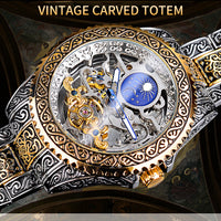 Luxury Men’s Mechanical Watch | Skeleton Carved Tourbillon Stainless Steel Wristwatch