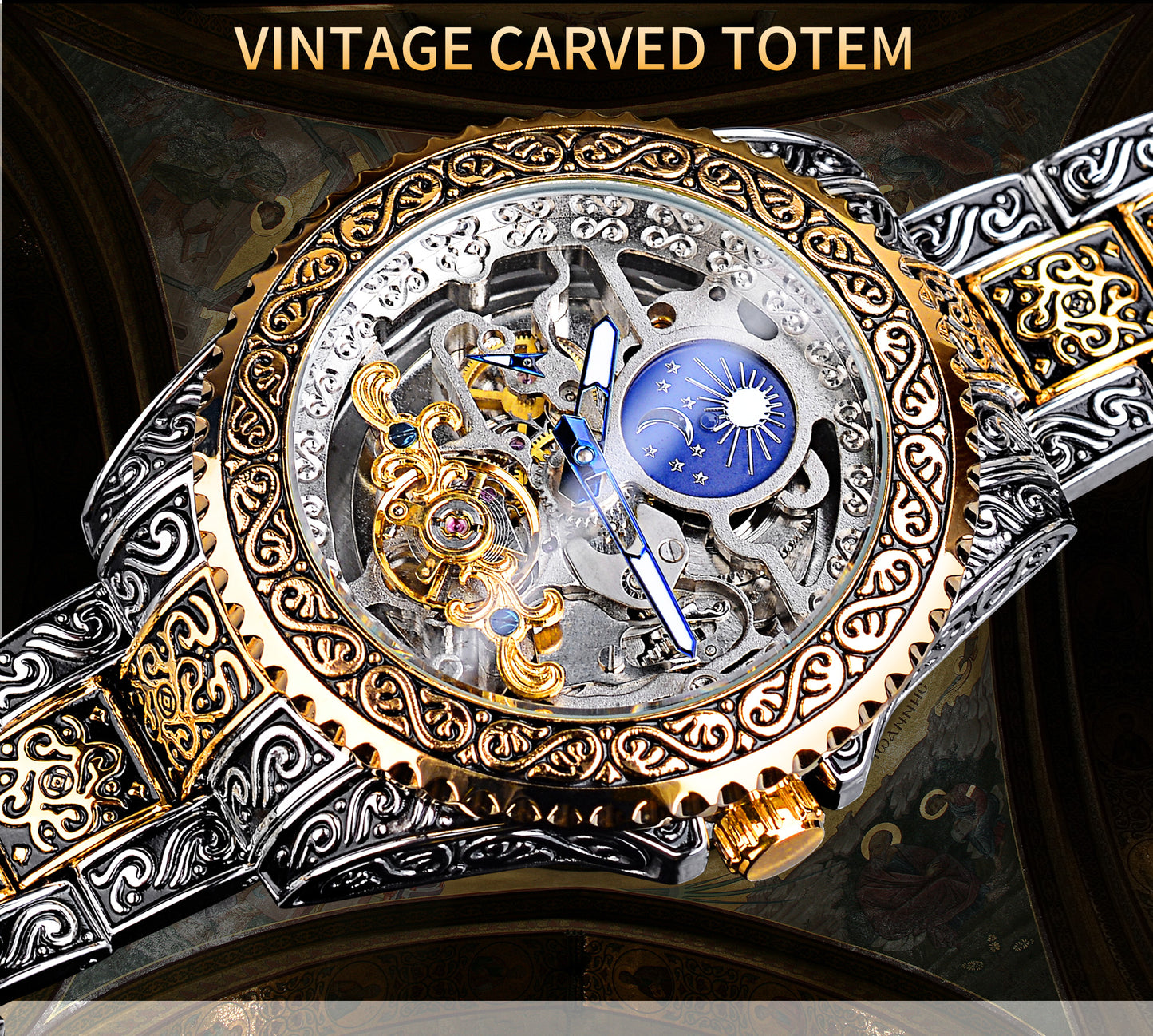 Luxury Men’s Mechanical Watch | Skeleton Carved Tourbillon Stainless Steel Wristwatch