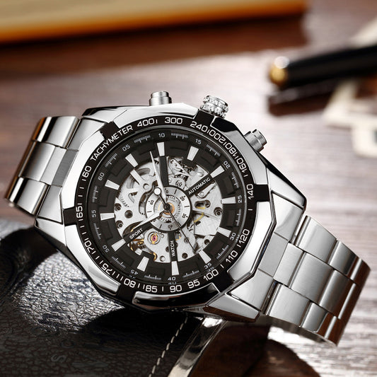 Men’s Automatic Mechanical Watch | Full Auto Stainless Steel Strap Elegant Wristwatch