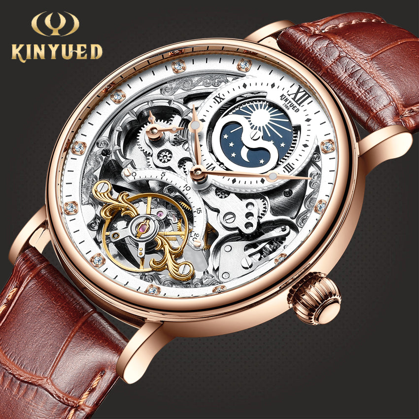 KINYUED Men’s Automatic Watch | Luxury Skeleton Mechanical Wristwatch for Men