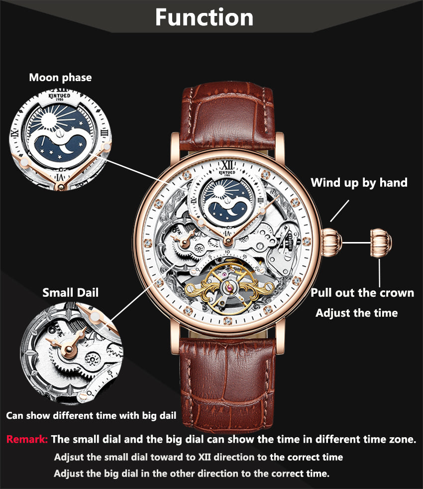 KINYUED Men’s Automatic Watch | Luxury Skeleton Mechanical Wristwatch for Men