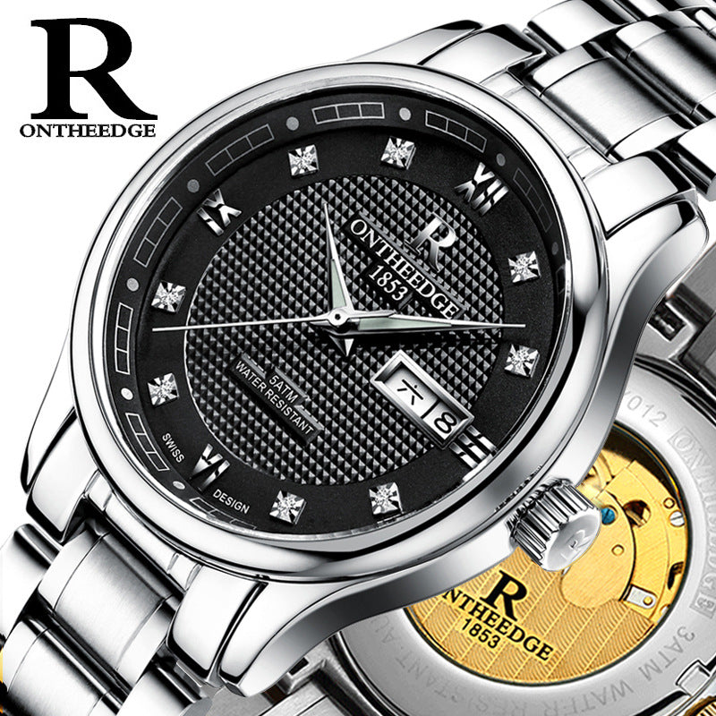Men’s Automatic Mechanical Watch | Rui Edge Hollow Luminous Stainless Steel Business Watch