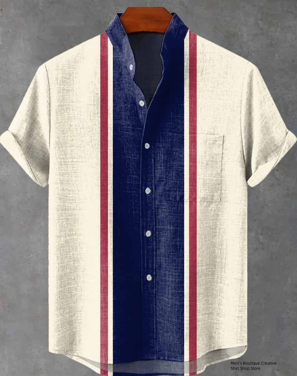Kavari Royale Ethnic Print Linen Shirt – Men’s Short Sleeve Summer Wear