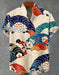 Kavari Royale Hawaiian Men’s Linen Shirt – Abstract Patchwork Art Print Beach Vacation Short Sleeve Casual Wear