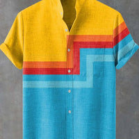 Kavari Royale Ethnic Print Linen Shirt – Men’s Short Sleeve Summer Wear