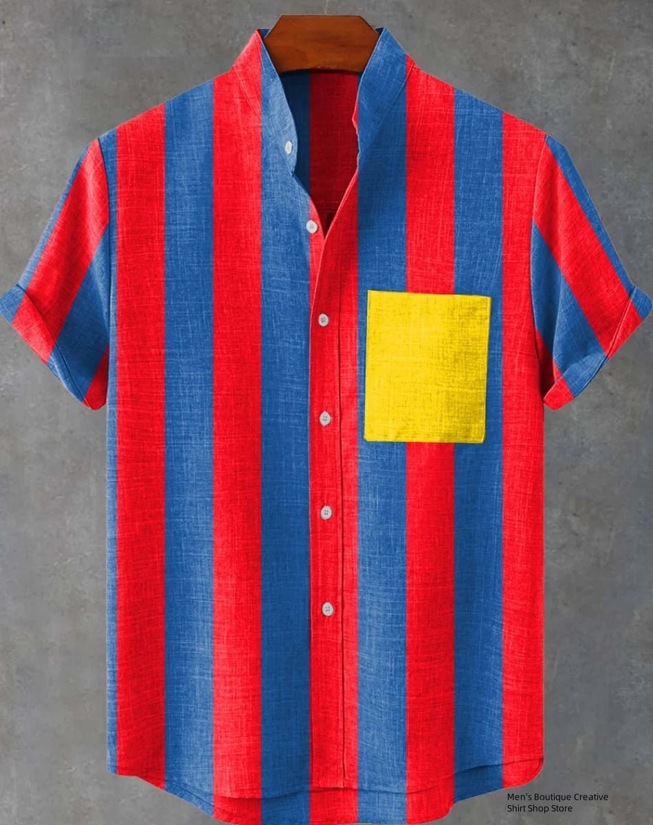 Kavari Royale Ethnic Print Linen Shirt – Men’s Short Sleeve Summer Wear
