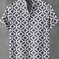Kavari Royale Ethnic Print Linen Shirt – Men’s Short Sleeve Summer Wear