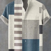 Kavari Royale Ethnic Print Linen Shirt – Men’s Short Sleeve Summer Wear