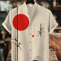 Kavari Royale Men’s Short Sleeve Octopus Print Shirt – Hawaiian Casual Loose Fit Linen-Style Top (XS–6XL)