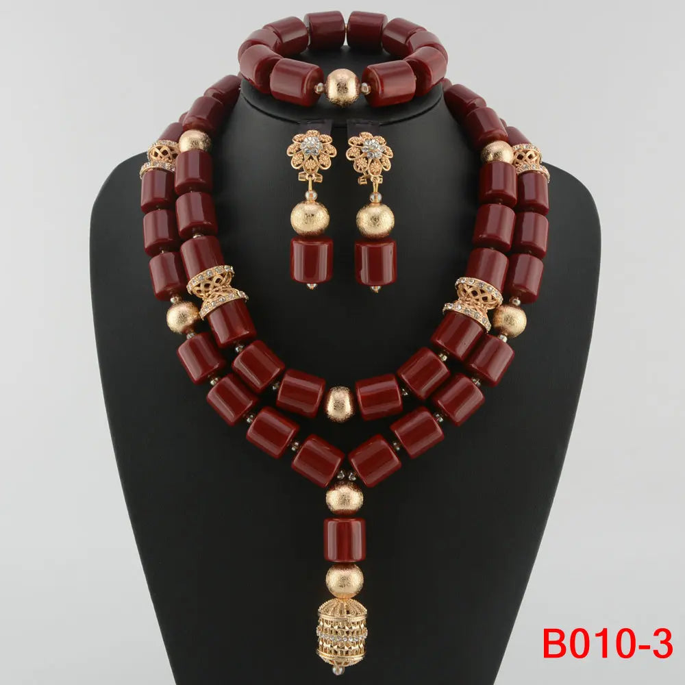 Kavari Royale African Beads Jewelry Set – Women’s Crystal Necklace & Earrings Bridal Wedding Jewelry (Nigerian & Indian Style)