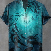 Kavari Royale Wave Linen Shirt – Men’s Short Sleeve Summer Beach Style Casual Wear