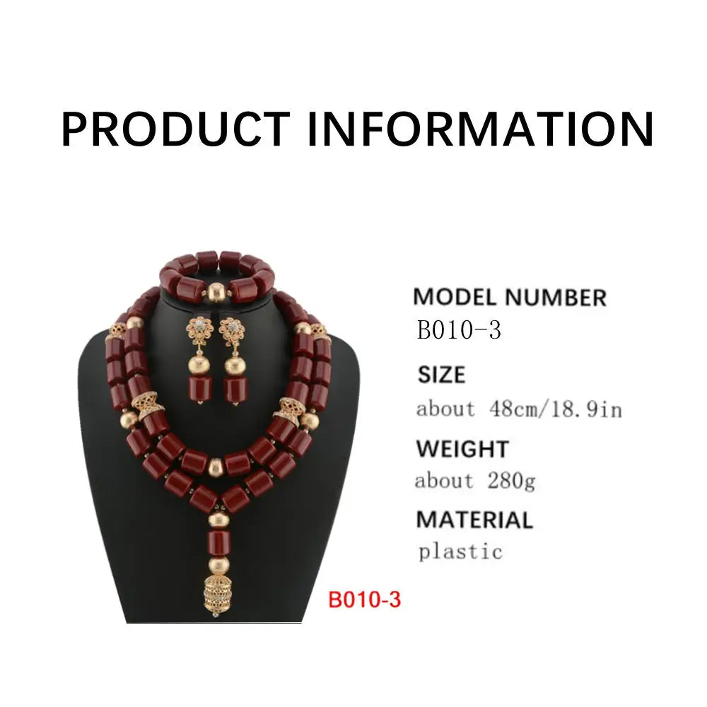 Kavari Royale African Beads Jewelry Set – Women’s Crystal Necklace & Earrings Bridal Wedding Jewelry (Nigerian & Indian Style)