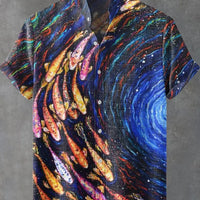 Kavari Royale Wave Linen Shirt – Men’s Short Sleeve Summer Beach Style Casual Wear