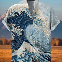 Kavari Royale Men’s Short Sleeve Octopus Print Shirt – Hawaiian Casual Loose Fit Linen-Style Top (XS–6XL)