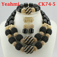 Kavari Royale African Beads Jewelry Set – Women’s Crystal Necklace & Earrings Bridal Wedding Jewelry (Nigerian & Indian Style)