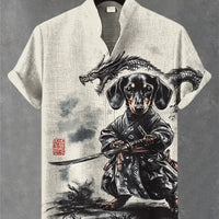 Kavari Royale Stand Collar Linen Shirt – Men’s Short Sleeve Summer Wear