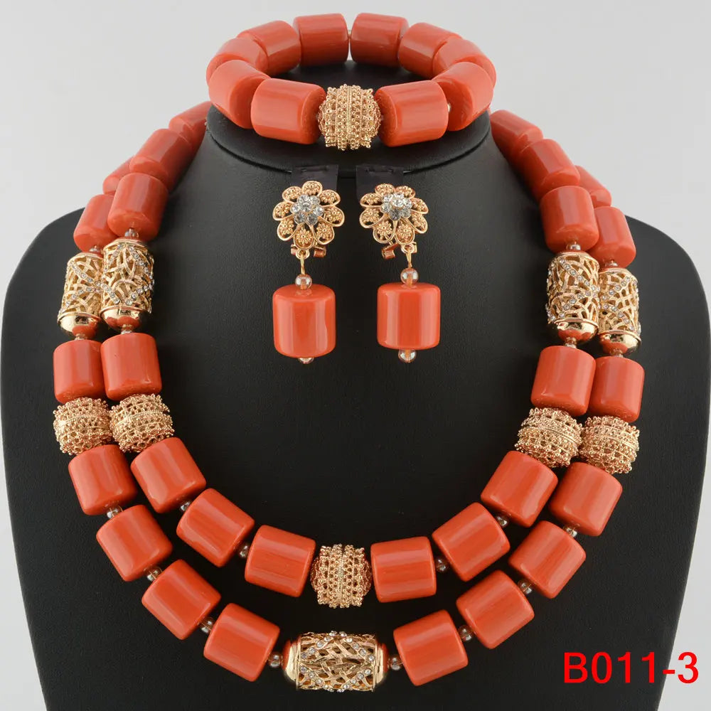 Kavari Royale African Beads Jewelry Set – Women’s Crystal Necklace & Earrings Bridal Wedding Jewelry (Nigerian & Indian Style)