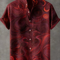 Kavari Royale Men’s Linen Lapel Shirt – Ethnic Totem 3D Printed Hawaiian Short Sleeve Vacation Party Wear