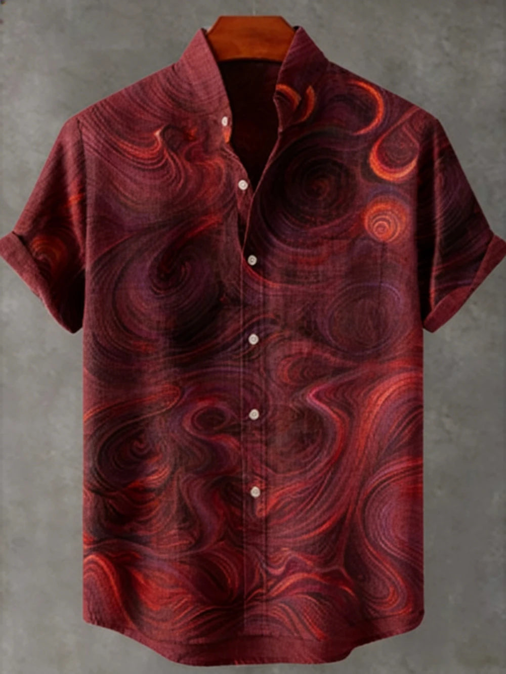 Kavari Royale Men’s Linen Lapel Shirt – Ethnic Totem 3D Printed Hawaiian Short Sleeve Vacation Party Wear