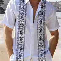 Kavari Royale Men’s Hawaiian Beach Shirt – Coconut Tree Print Short Sleeve Casual Polo Top