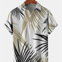 Kavari Royale Men’s Hawaiian Beach Shirt – Coconut Tree Print Short Sleeve Casual Polo Top